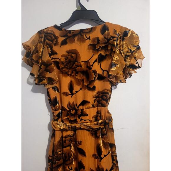 Anthropologie Hutch Zola Floral Velvet Wrap Maxi Dress| Flowy Elegant Party - Picture 12 of 16